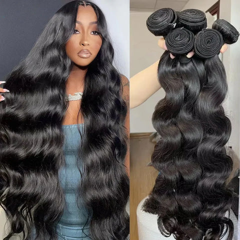 Extensiones de cabello humano brasileño Remy 100 % sin procesar, ondulado, de 38 a 40 pulgadas, 3 o 4 mechones, doble estiramiento