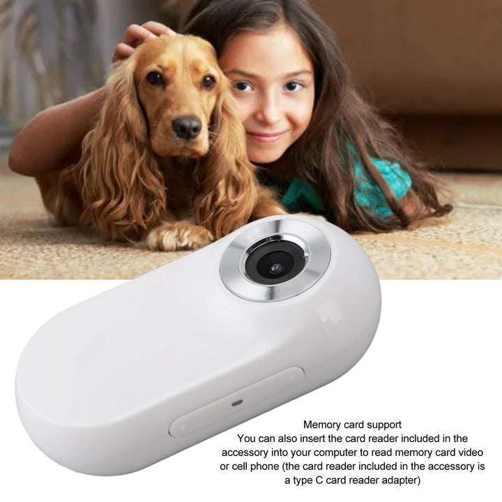 Cámara para collar de mascotas, recargable por USB, pantalla LCD HD 1080P, ligera, compatible con funciones de video y fotografía para gatos.